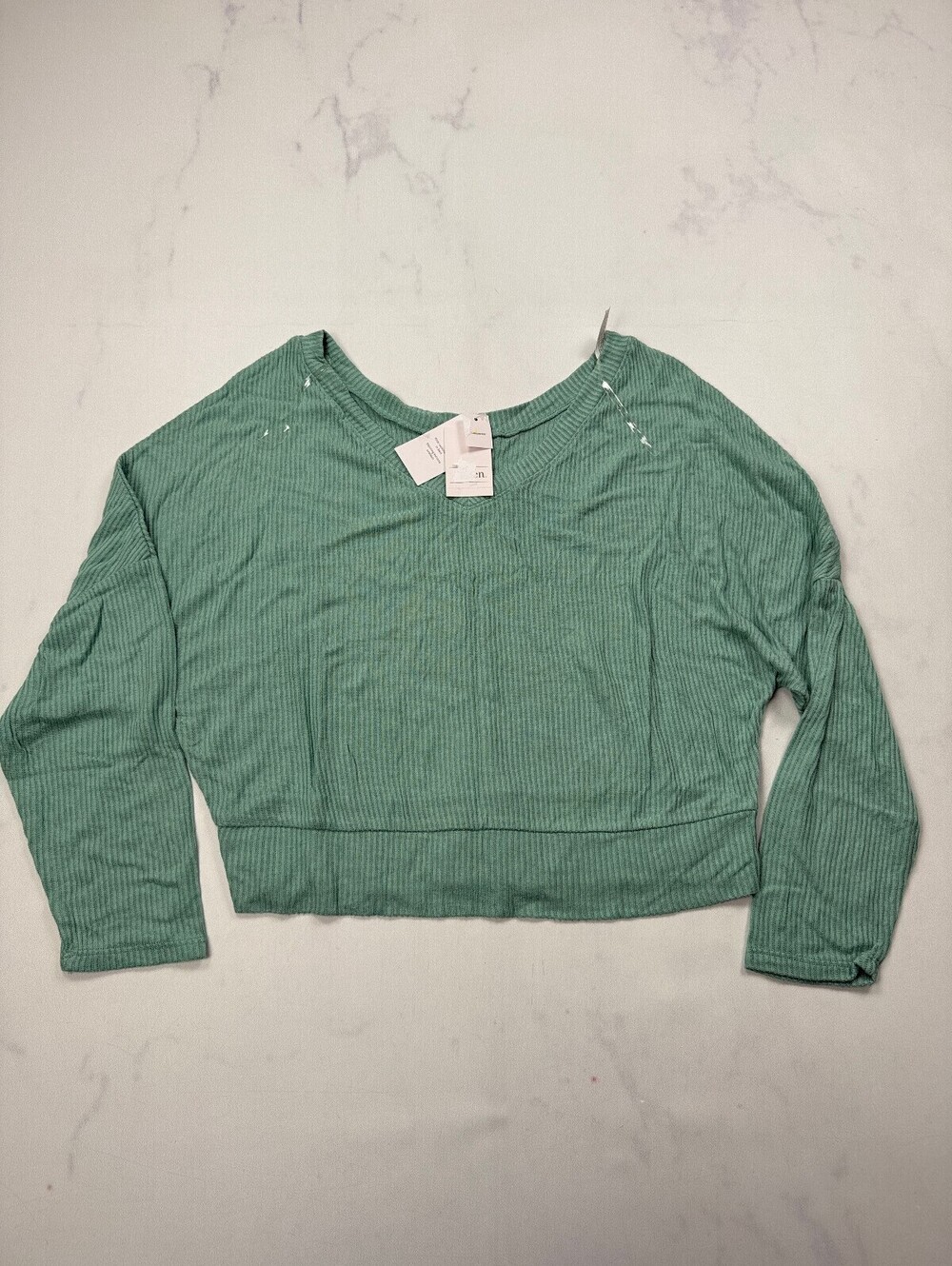 A New Day Sweepwear Crop Top Green Modern Indie Cropped - Womens XS